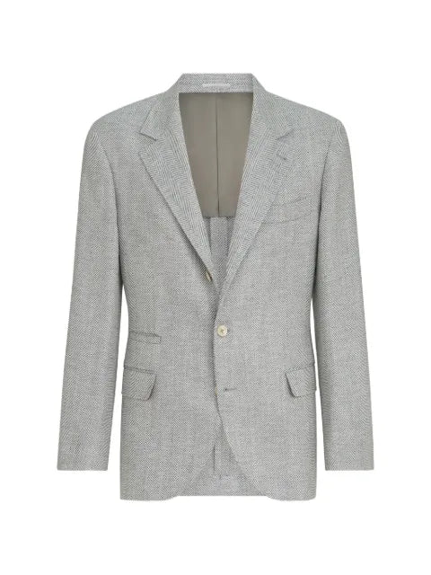 Brunello Cucinelli Wool, alpaca and silk chevron deconstructed blazer