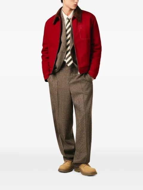 AMI Paris red cotton zipped jacket with Ami de Coeur