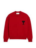 AMI Paris red crew-neck wool sweater with Ami de Coeur