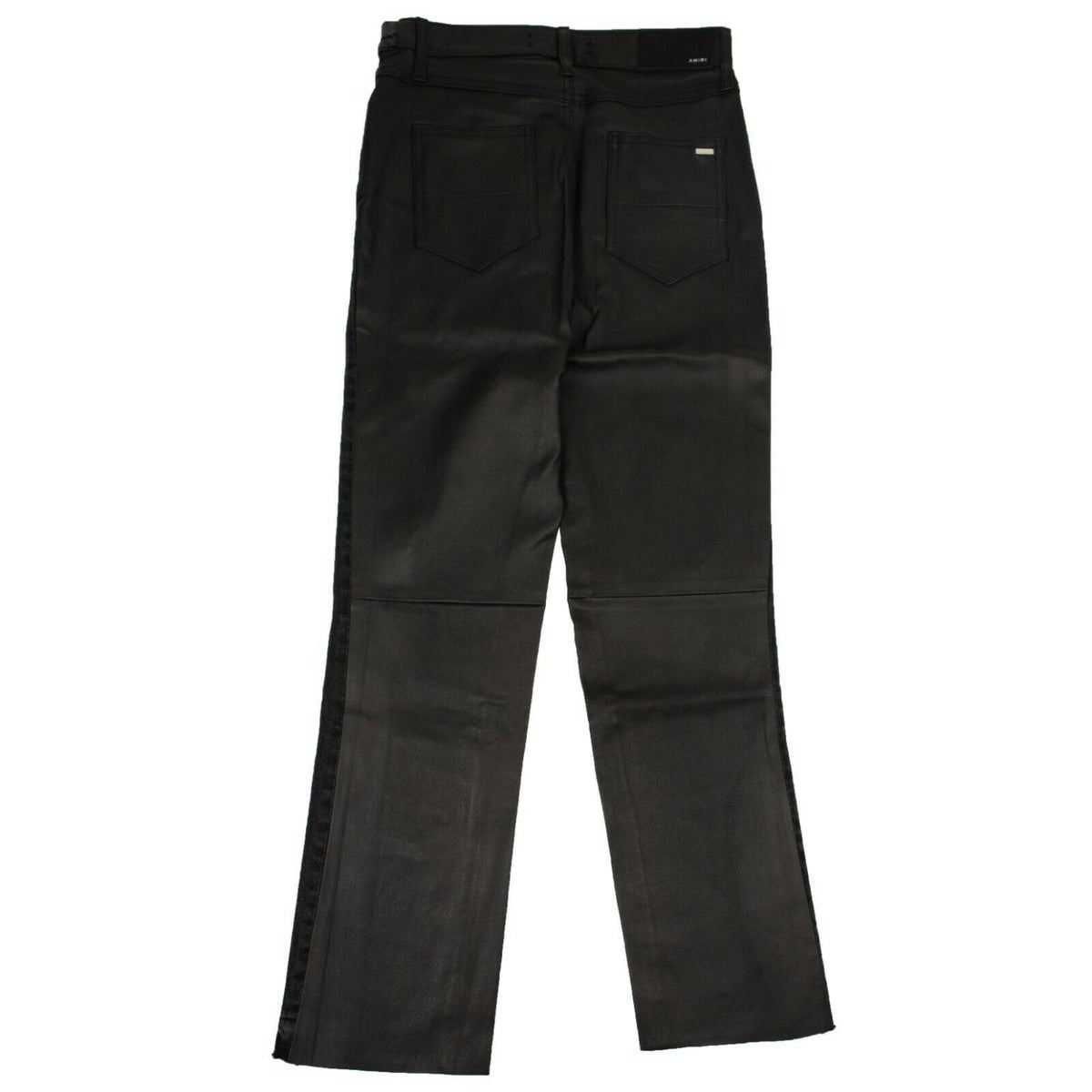 Amiri Crop Straight Lthr Denim Pants - Black