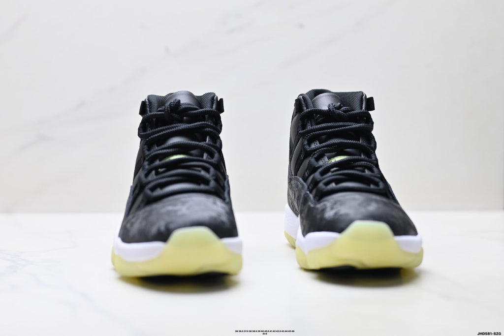 Air Jordan 11 Retro Black and Volt Unisex Sneakers Style 19
