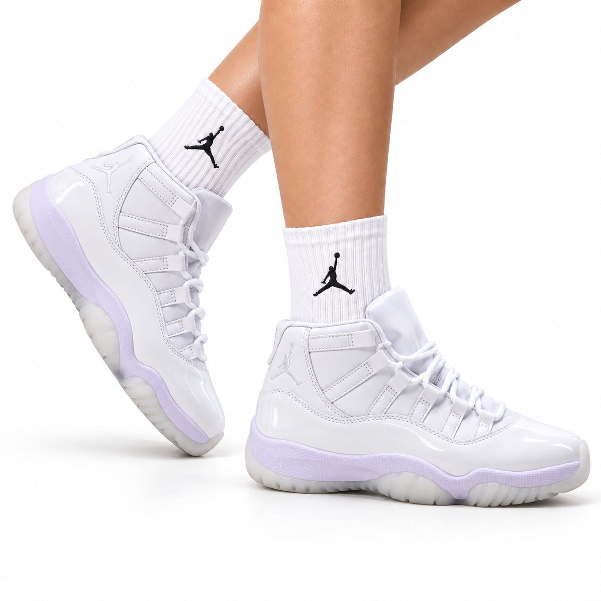Air Jordan 11 Retro White and Lavender Unisex Sneakers Style 23