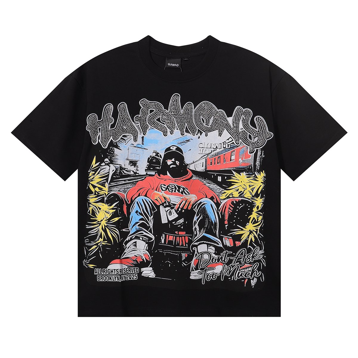HARMONY Rhinestone Graphic Short-Sleeve T-Shirt