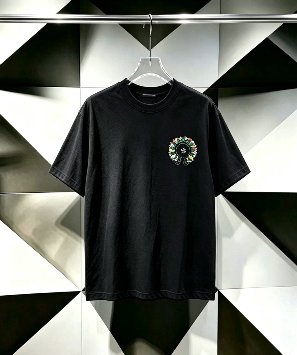 Chrome Hearts Floral Horseshoe Cross Graphic T-Shirt