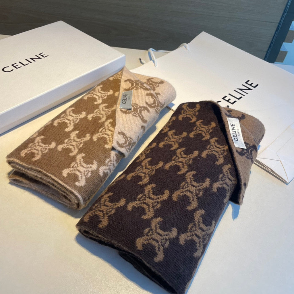 Celine Style Triomphe Monogram Knit Scarf