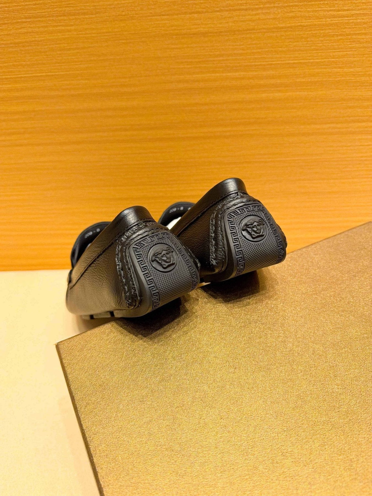 Versace Men's Black Textured Hardware Loafers