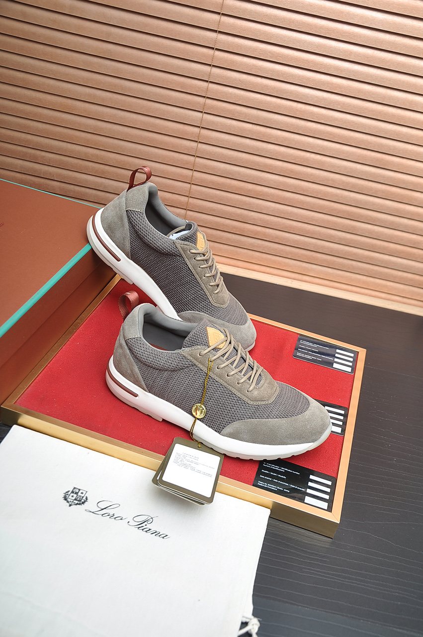 Loro Piana Men's Textured Lace-Up Sneakers