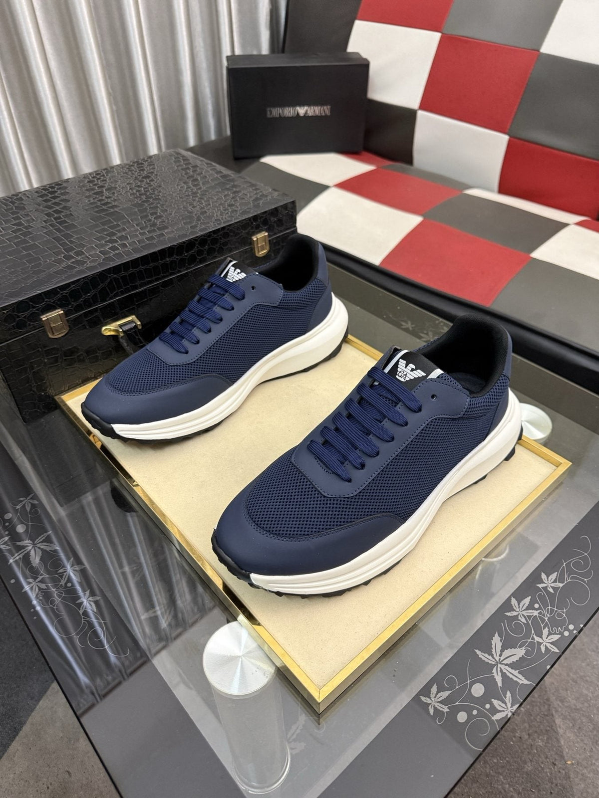 Armani Textured Low-Top Sneakers