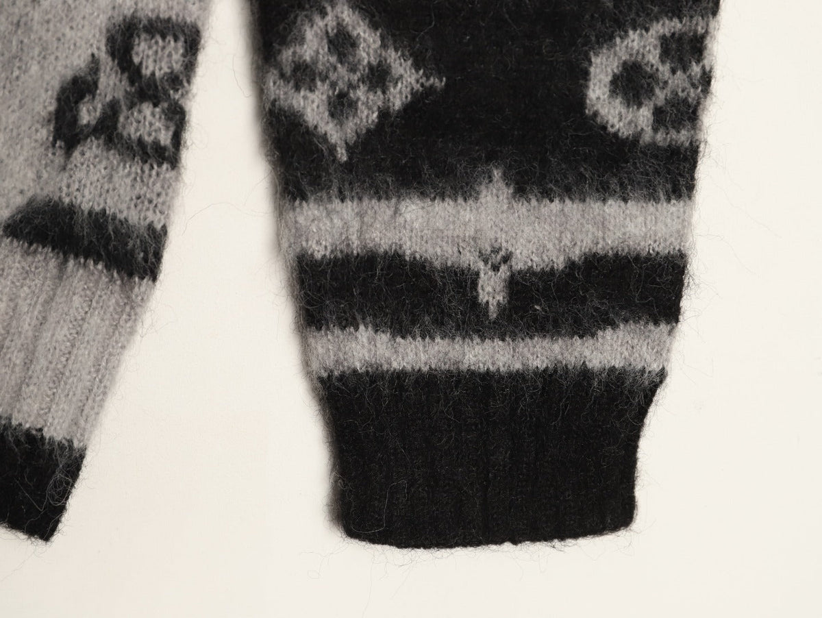Louis Vuitton Gradient Monogram-Style V-Neck Cardigan - Gray and Black